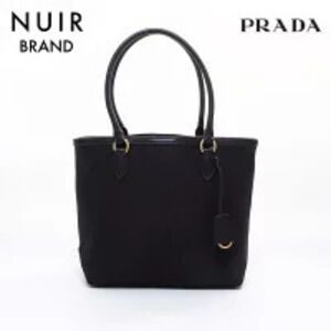 Prada Logo Jacquard Tote Bag black leather trim